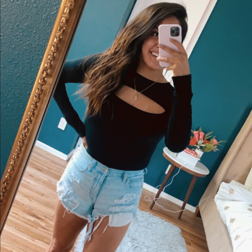 black cutout bodysuit